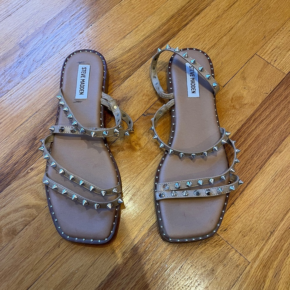 Steve Madden Beige Studded Sandals